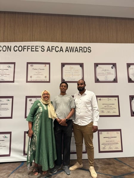 At the AFCA Awards certificate wall, Addis Ababa