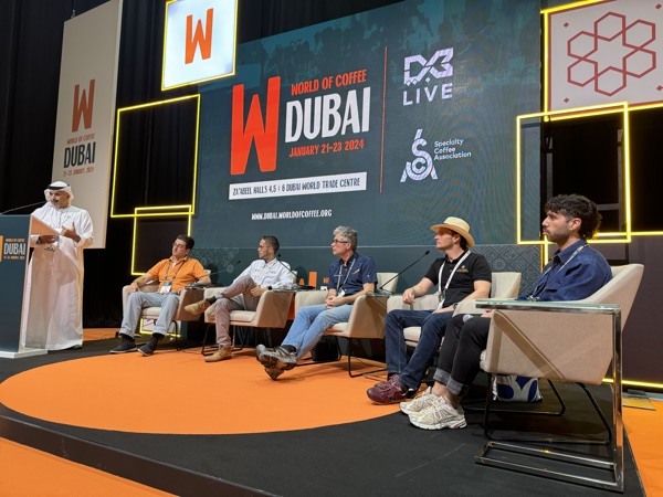Panel discussion on the main stage at World of Coffee Dubai